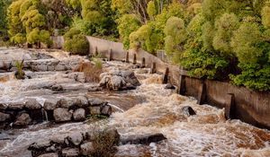 Preview wallpaper river, cascade, stones, trees, nature