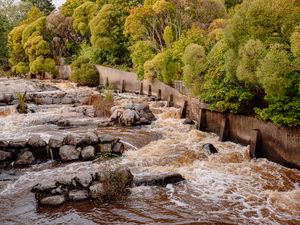 Preview wallpaper river, cascade, stones, trees, nature