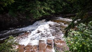 Preview wallpaper river, cascade, stones, trees, landscape