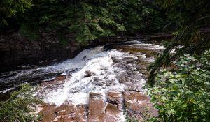 Preview wallpaper river, cascade, stones, trees, landscape