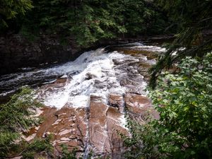 Preview wallpaper river, cascade, stones, trees, landscape