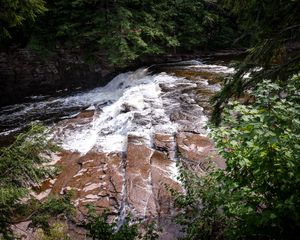 Preview wallpaper river, cascade, stones, trees, landscape
