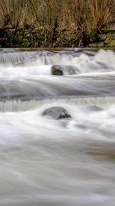 Preview wallpaper river, cascade, stones, landscape, nature