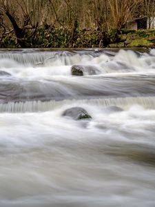 Preview wallpaper river, cascade, stones, landscape, nature