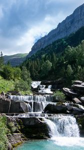 Preview wallpaper river, cascade, stones, trees, nature, landscape