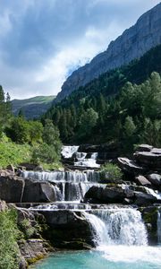 Preview wallpaper river, cascade, stones, trees, nature, landscape