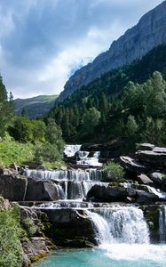 Preview wallpaper river, cascade, stones, trees, nature, landscape