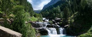 Preview wallpaper river, cascade, stones, trees, nature, landscape