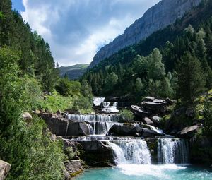 Preview wallpaper river, cascade, stones, trees, nature, landscape