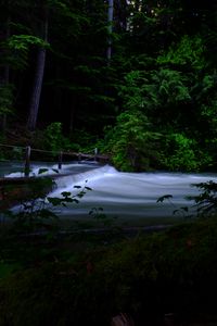 Preview wallpaper river, cascade, trees, dark