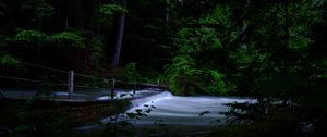 Preview wallpaper river, cascade, trees, dark
