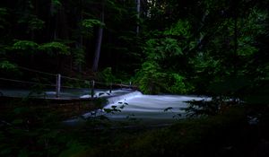 Preview wallpaper river, cascade, trees, dark