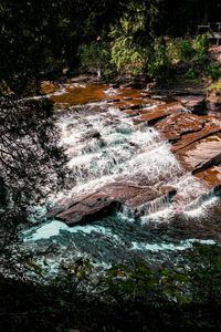 Preview wallpaper river, cascade, water, stones, landscape, trees