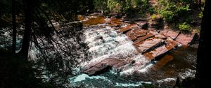 Preview wallpaper river, cascade, water, stones, landscape, trees