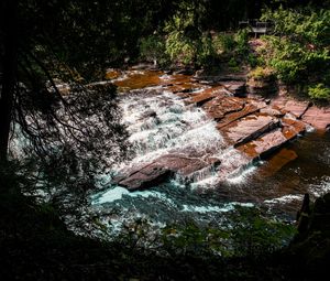 Preview wallpaper river, cascade, water, stones, landscape, trees