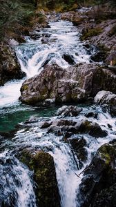Preview wallpaper river, cascade, water, stones, landscape