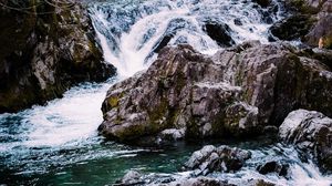 Preview wallpaper river, cascade, water, stones, landscape