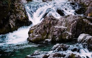 Preview wallpaper river, cascade, water, stones, landscape