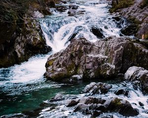 Preview wallpaper river, cascade, water, stones, landscape