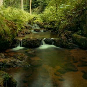 Preview wallpaper river, cascade, water, trees