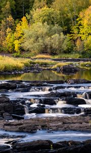 Preview wallpaper river, cascade, water, rocks, forest, landscape