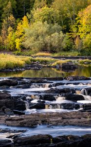 Preview wallpaper river, cascade, water, rocks, forest, landscape