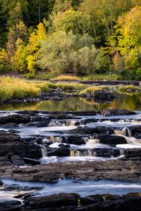 Preview wallpaper river, cascade, water, rocks, forest, landscape
