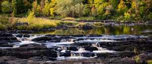 Preview wallpaper river, cascade, water, rocks, forest, landscape