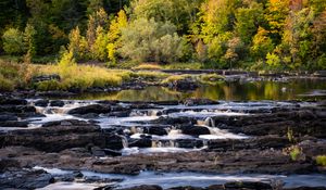 Preview wallpaper river, cascade, water, rocks, forest, landscape