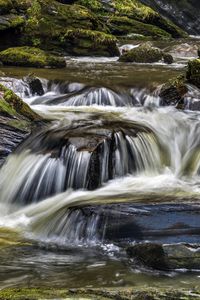 Preview wallpaper river, cascade, water, moss