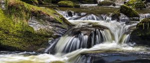 Preview wallpaper river, cascade, water, moss