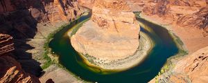 Preview wallpaper river, circle, canyon, desert, water