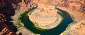 Preview wallpaper river, circle, canyon, desert, water