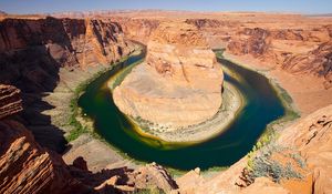 Preview wallpaper river, circle, canyon, desert, water