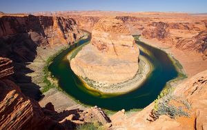 Preview wallpaper river, circle, canyon, desert, water