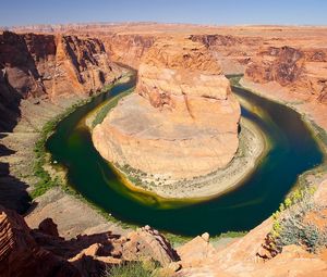 Preview wallpaper river, circle, canyon, desert, water