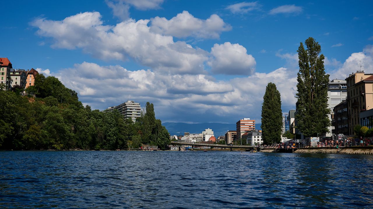 Wallpaper river, city, coast, buildings, water