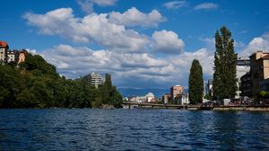 Preview wallpaper river, city, coast, buildings, water