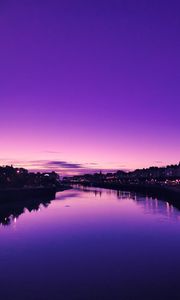 Preview wallpaper river, city, dusk, water, reflection
