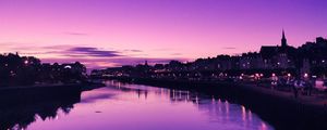 Preview wallpaper river, city, dusk, water, reflection