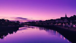 Preview wallpaper river, city, dusk, water, reflection