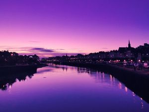 Preview wallpaper river, city, dusk, water, reflection
