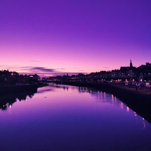 Preview wallpaper river, city, dusk, water, reflection