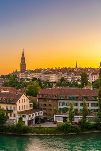 Preview wallpaper river, city, embankment, architecture, bridge, switzerland