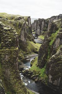 Preview wallpaper river, cliff, rocks, stone, landscape, iceland