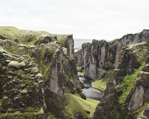 Preview wallpaper river, cliff, rocks, stone, landscape, iceland