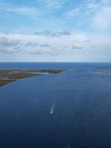 Preview wallpaper river, coast, horizon, landscape, nature
