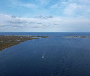 Preview wallpaper river, coast, horizon, landscape, nature