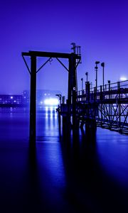 Preview wallpaper river, construction, night