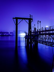Preview wallpaper river, construction, night